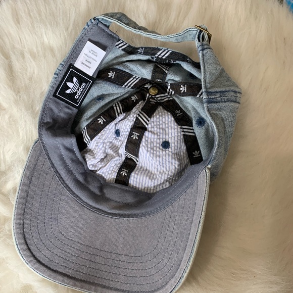 SOLD Adidas Fit Baseball Hat Denim Chambray Tre - Picture 2 of 5